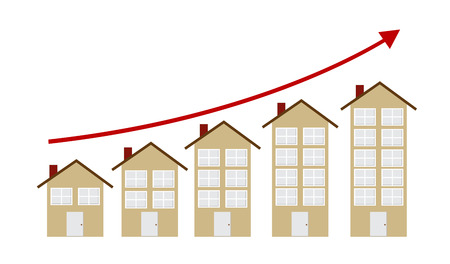 A graph of houses with a red lineDescription automatically generated